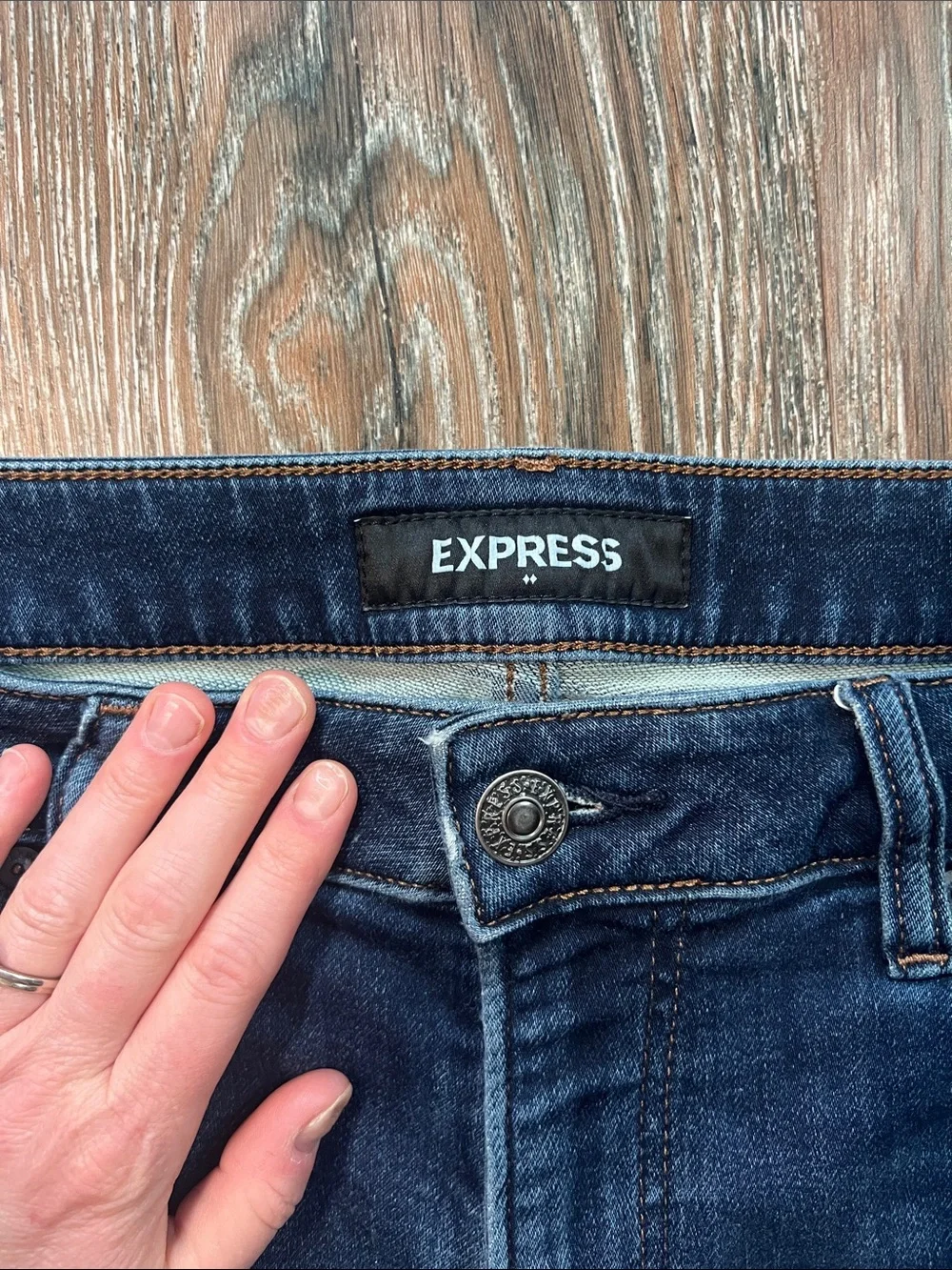Express Dark Blue Denim Straight Jeans 34x32